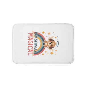 Paw-sitively Magical Puppy Vintage Rainbow Angel D Bath Mat