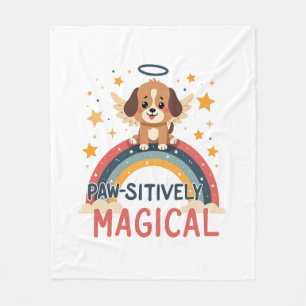 Paw-sitively Magical Puppy Vintage Rainbow Angel D Fleece Blanket