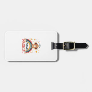 Paw-sitively Magical Puppy Vintage Rainbow Angel D Luggage Tag