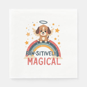Paw-sitively Magical Puppy Vintage Rainbow Angel D Napkin