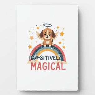 Paw-sitively Magical Puppy Vintage Rainbow Angel D Plaque