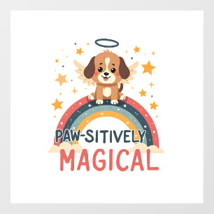 Paw-sitively Magical Puppy Vintage Rainbow Angel D Window Cling