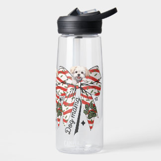 Paw-sitively Merry: Dogs Mama & bow & peeking pup Water Bottle