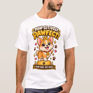 Paw-sitively Pawfect Cute Corgi Pun T-Shirt