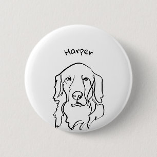 Paw-sitively Serious Golden Retriever 6 Cm Round Badge