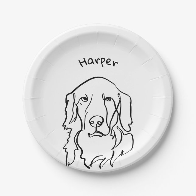 Paw-sitively Serious Golden Retriever  Paper Plate (Front)