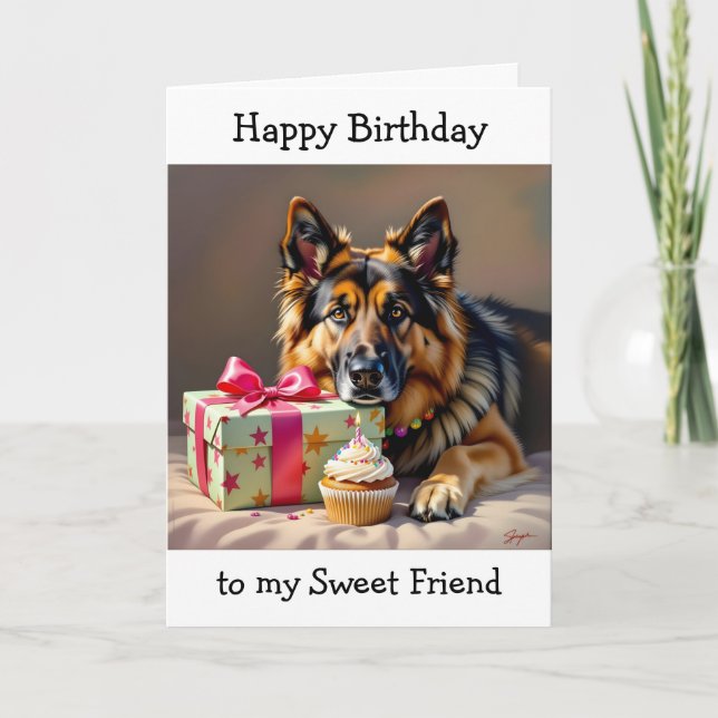 Paw-some Birthday for Friend | German Shepherd  Card (Front)
