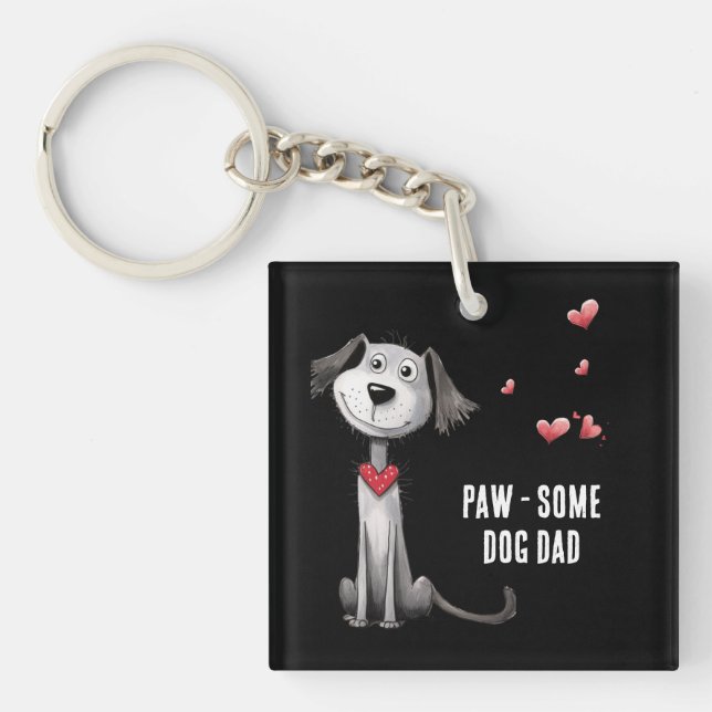 Paw-some Dog Dad Whimsical Fathers Day From Pet Key Ring (Front)
