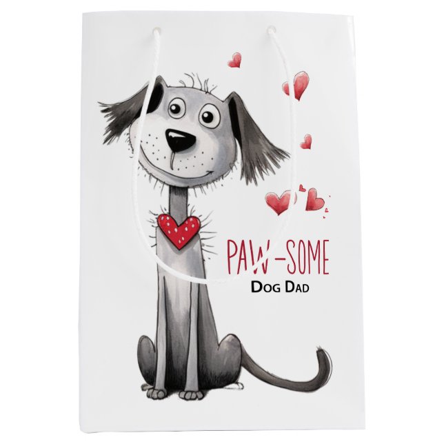 Paw-some Dog Dad Whimsical Fathers Day From Pet Medium Gift Bag (Front)