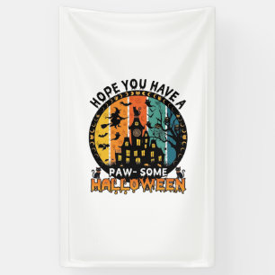 Paw Some Halloween Haunted House Witch Black Cats_ Banner