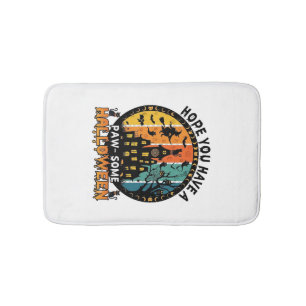 Paw Some Halloween Haunted House Witch Black Cats_ Bath Mat