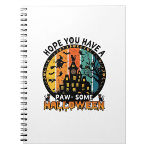 Paw Some Halloween Haunted House Witch Black Cats_ Notebook