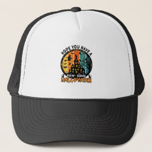 Paw Some Halloween Haunted House Witch Black Cats_ Trucker Hat