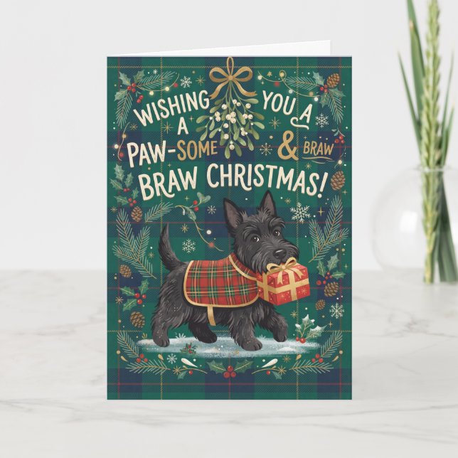 Paw Some Highland Bear Christmas Card (Front)