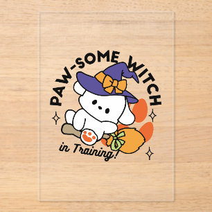 Paw-some Witch in Training – Cute Halloween Dog  Acrylic Invitations