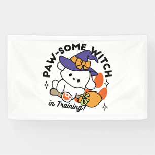 Paw-some Witch in Training – Cute Halloween Dog  Banner