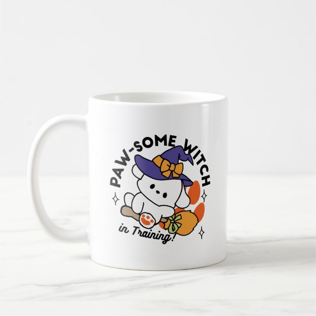 Paw-some Witch in Training – Cute Halloween Dog  Coffee Mug (Left)