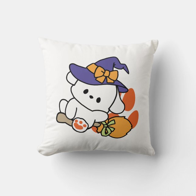 Paw-some Witch in Training – Cute Halloween Dog  Cushion (Front)