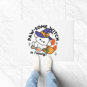 Paw-some Witch in Training – Cute Halloween Dog  Doormat
