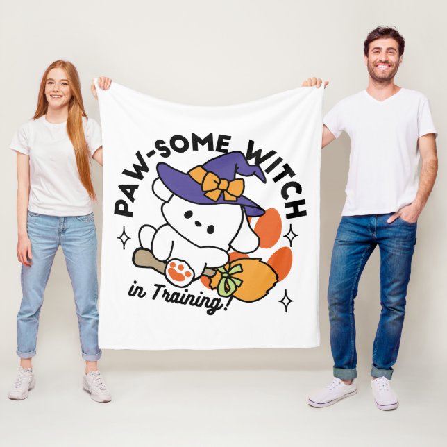 Paw-some Witch in Training – Cute Halloween Dog  Fleece Blanket (In Situ)
