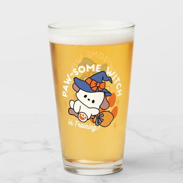 Paw-some Witch in Training – Cute Halloween Dog  Glass (Front Filled)
