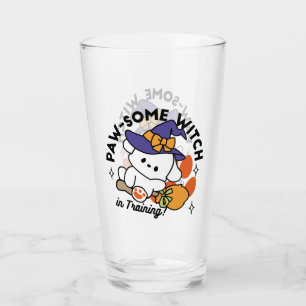 Paw-some Witch in Training – Cute Halloween Dog  Glass