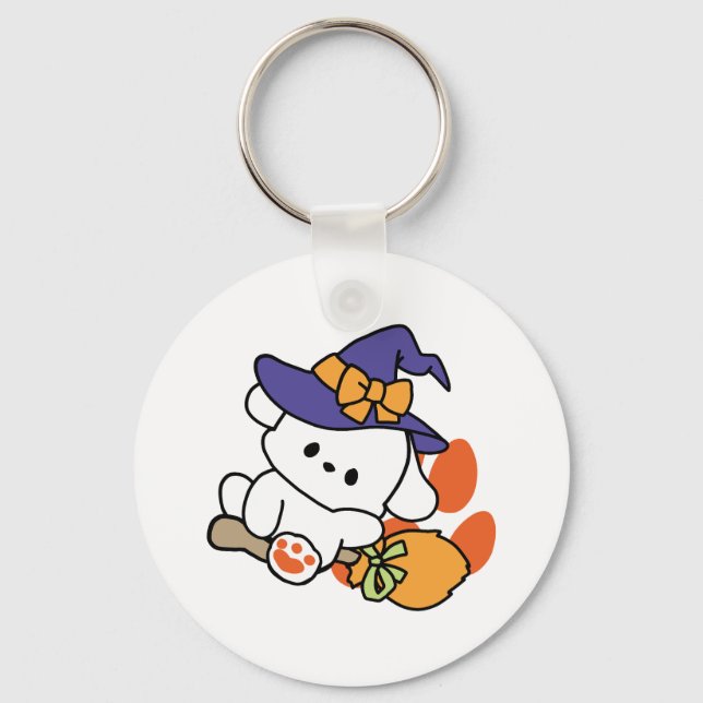 Paw-some Witch in Training – Cute Halloween Dog  Key Ring (Front)