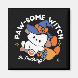 Paw-some Witch in Training – Cute Halloween Dog Magnet