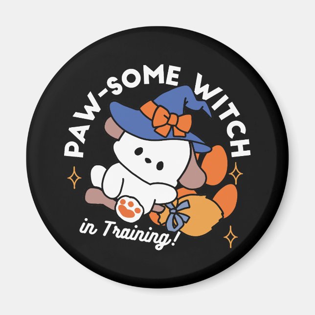 Paw-some Witch in Training – Cute Halloween Dog  Magnet (Front)