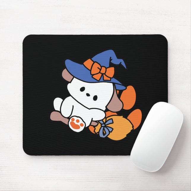 Paw-some Witch in Training – Cute Halloween Dog  Mouse Mat (With Mouse)