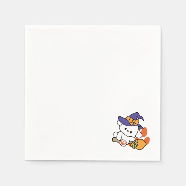 Paw-some Witch in Training – Cute Halloween Dog  Napkin (Front)