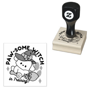 Paw-some Witch in Training – Cute Halloween Dog  Rubber Stamp