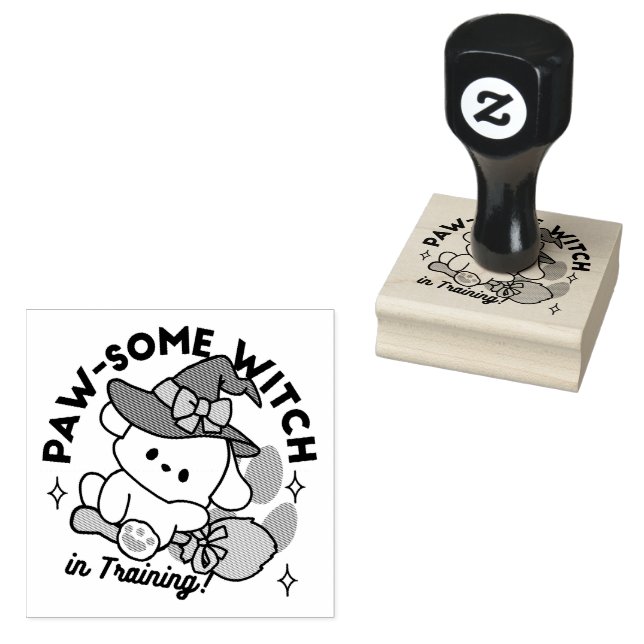 Paw-some Witch in Training – Cute Halloween Dog  Rubber Stamp (Stamped)