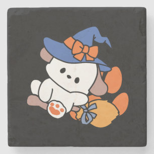 Paw-some Witch in Training – Cute Halloween Dog  Stone Coaster