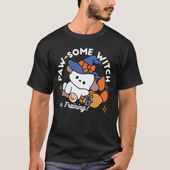 Paw-some Witch in Training – Cute Halloween Dog  T-Shirt (Front)