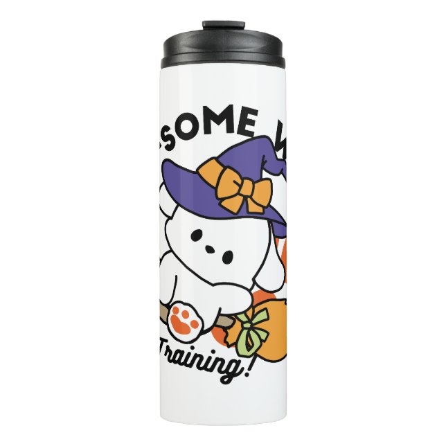 Paw-some Witch in Training – Cute Halloween Dog  Thermal Tumbler (Front)