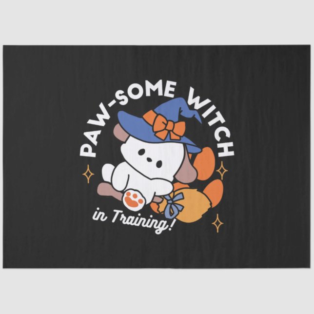 Paw-some Witch in Training – Cute Halloween Dog  Tissue Paper (Front)