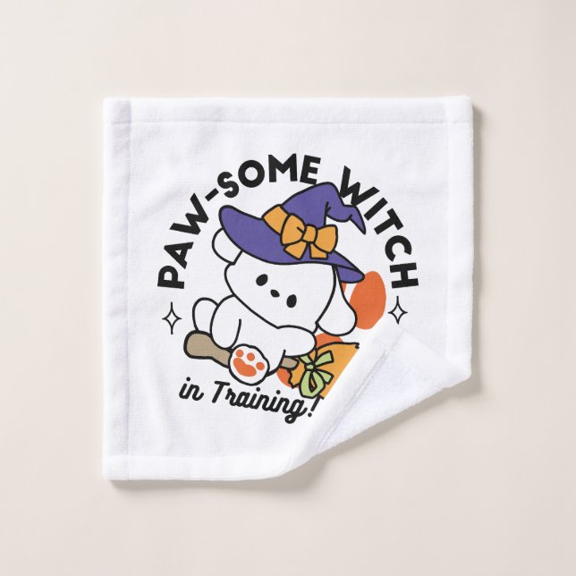Paw-some Witch in Training – Cute Halloween Dog  Wash Cloth (Wash Cloth)