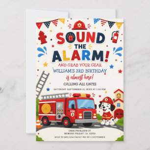 Paw Sound the alarm & Grab your gear Fire Birthday Invitation