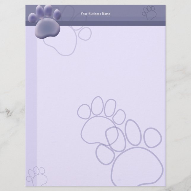 Paw Tracks Veterinarian Business Letterhead 2 Design (Front)