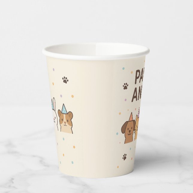 Paw-ty Animal Cute Pet Birthday Paper Cups (Left)