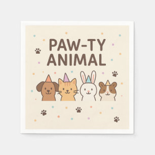 Paw-ty Animal- Cute Pet Birthday Party Napkin