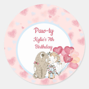 Paw-ty Dog Birthday Party Sticker