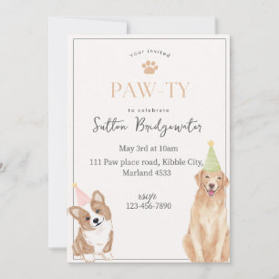 Paw-ty girl birthday invites 