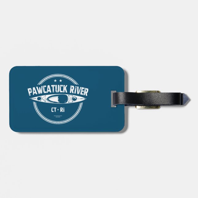 Pawcatuck River Connecticut Rhode Island Kayaking Luggage Tag (Back Horizontal)