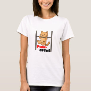Pawerful - Funny Gym T-Shirt For Cats Lovers