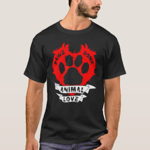 Pawesome Animal Love Heart Paw Print T-Shirt
