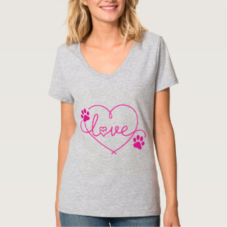 Pawfect Love – Pink Heart & Paw Print Pet Lover T-Shirt