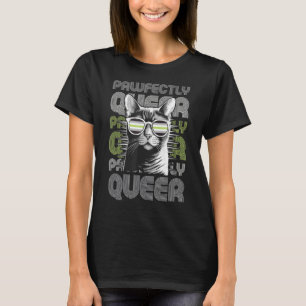 Pawfectly Queer Cat With Sunglasses Agender Pride T-Shirt