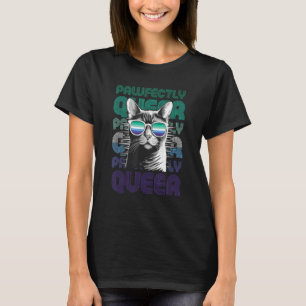 Pawfectly Queer  Cat With Sunglasses Gay Pride Fla T-Shirt